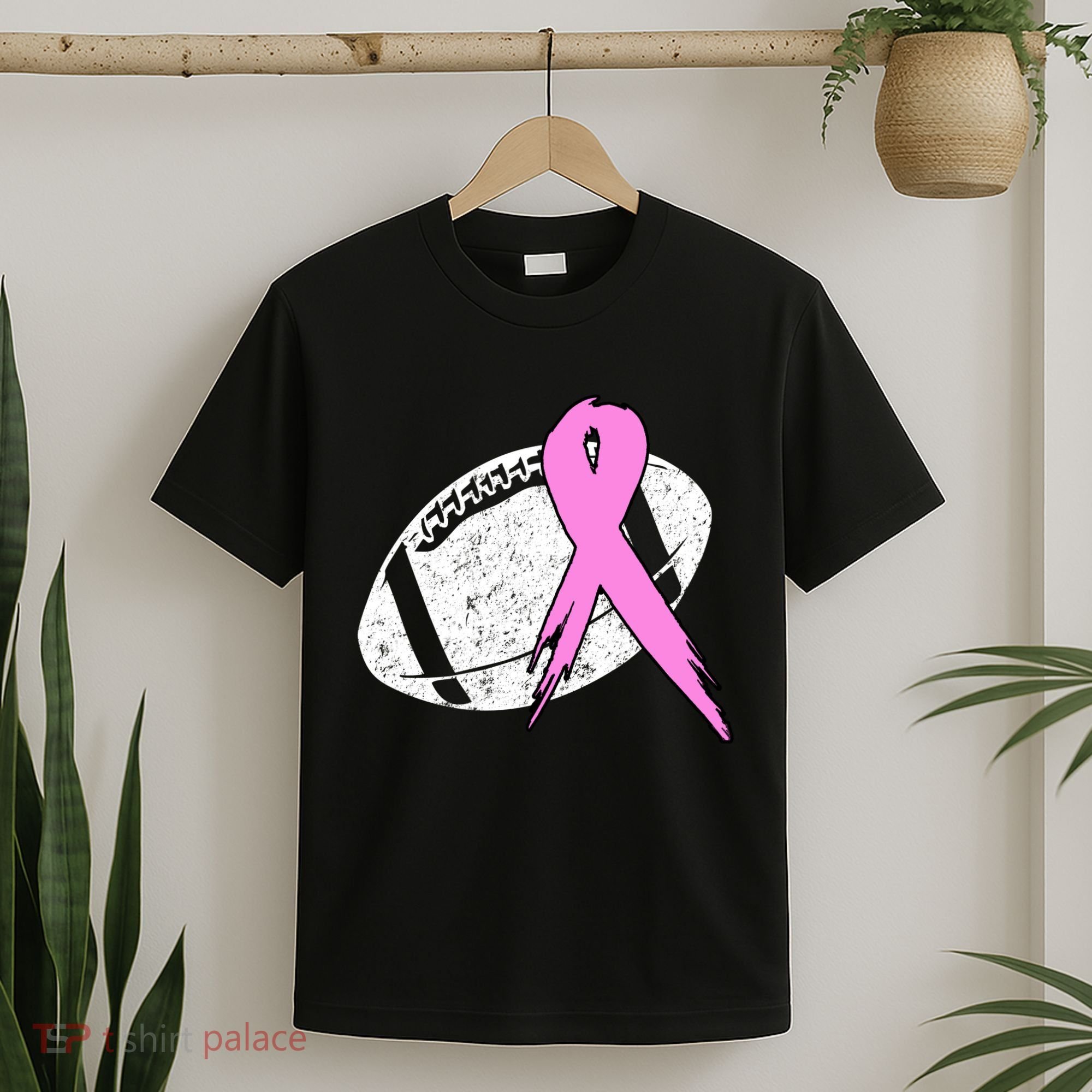 Vintage Football Pink Ribbon Breast Cancer T-Shirt