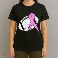 Vintage Football Pink Ribbon Breast Cancer T-Shirt thumb 4
