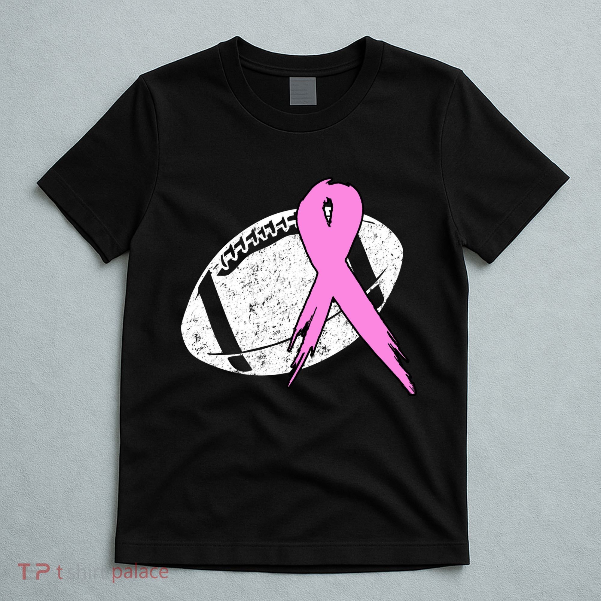 Vintage Football Pink Ribbon Breast Cancer T-Shirt