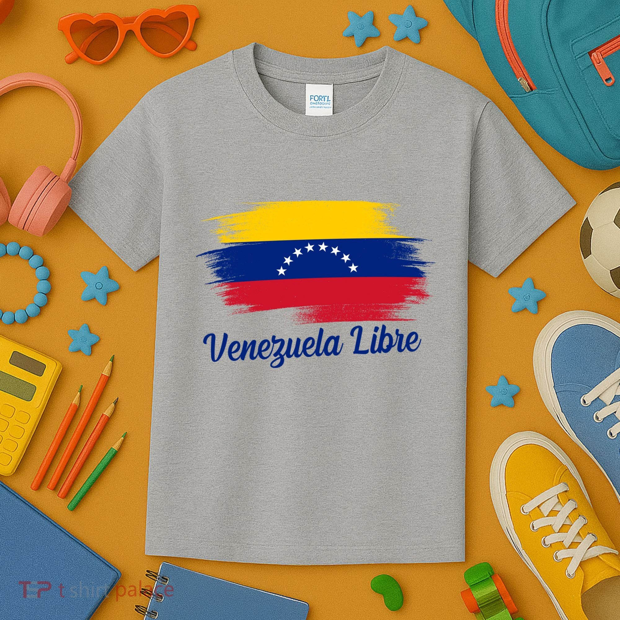 Venezuela Flag Proud American Venezuela Libre Kids T-Shirt