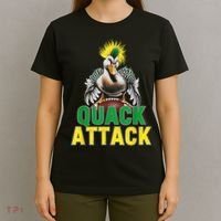 Vintage Funny Quack Attack White Green And Yellow Duck T-Shirt thumb 4