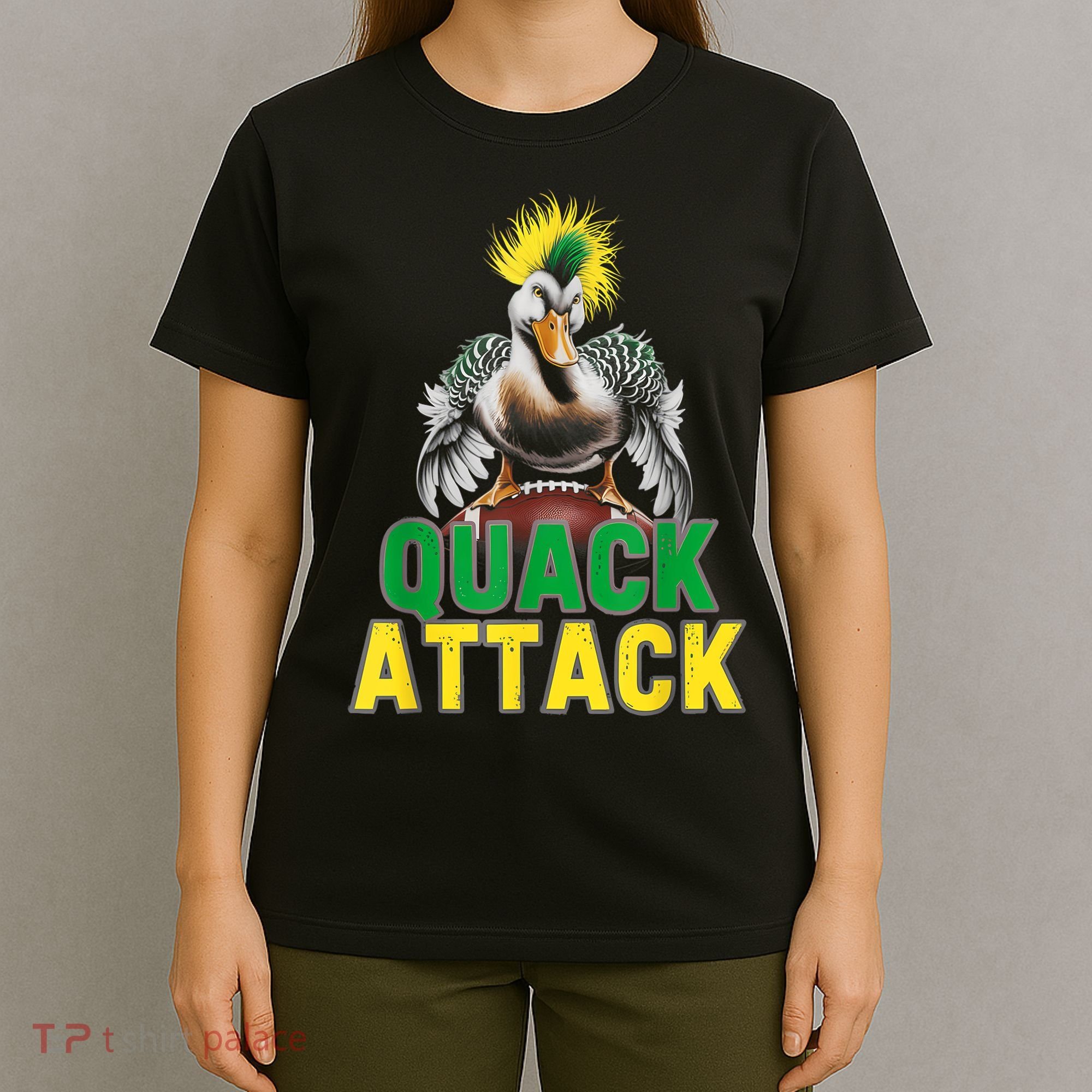 Vintage Funny Quack Attack White Green And Yellow Duck T-Shirt