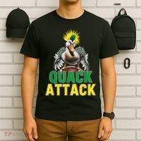 Vintage Funny Quack Attack White Green And Yellow Duck T-Shirt thumb 6