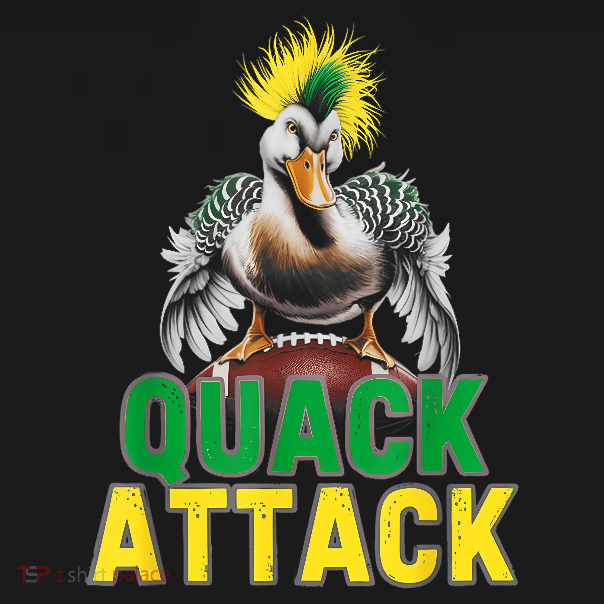 Vintage Funny Quack Attack White Green And Yellow Duck T-Shirt