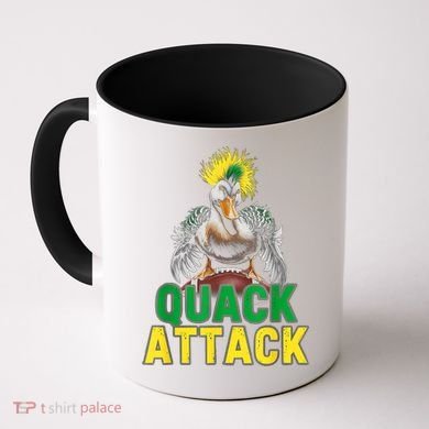 Vintage Funny Quack Attack White Green And Yellow Duck Coffee Mug