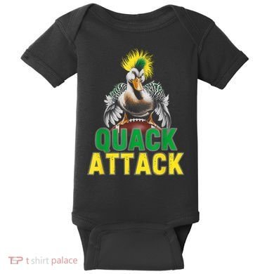 Vintage Funny Quack Attack White Green And Yellow Duck Baby Bodysuit