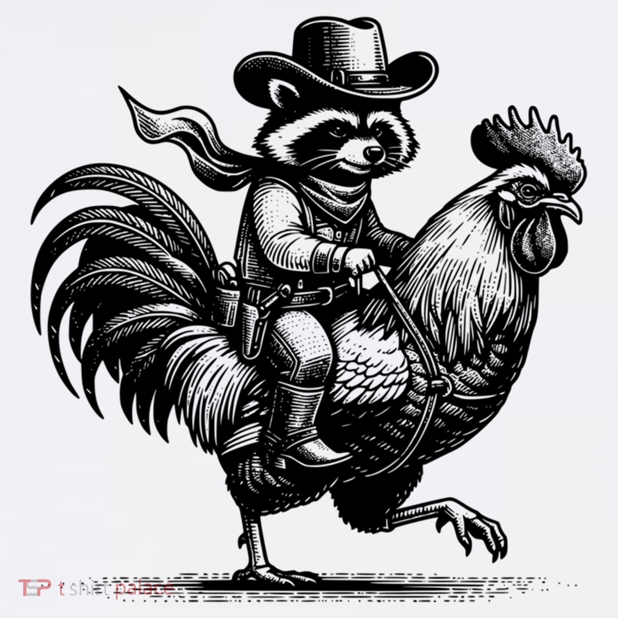 Vintage Funny Raccoon With Cowboy Hat T-Shirt