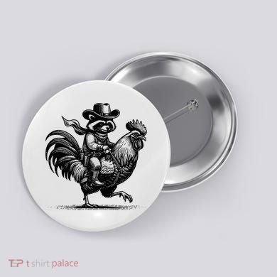 Vintage Funny Raccoon With Cowboy Hat Button