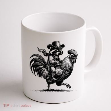 Vintage Funny Raccoon With Cowboy Hat Coffee Mug back
