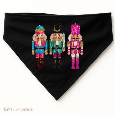 Vintage Funny Sequin Cheerful Nutcrackers Christmas USA-Made Doggie Bandana
