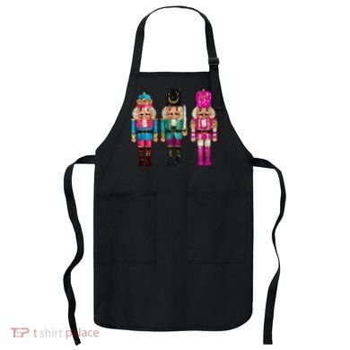 Vintage Funny Sequin Cheerful Nutcrackers Christmas Apron