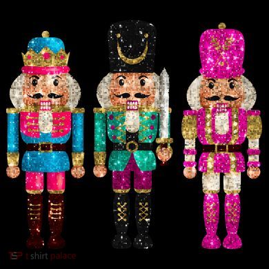 Vintage Funny Sequin Cheerful Nutcrackers Christmas Coffee Mug