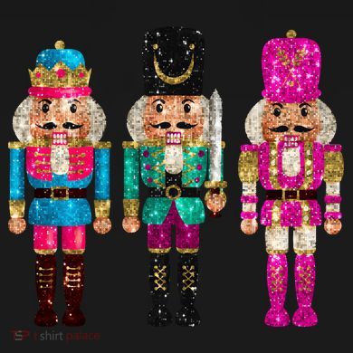 Vintage Funny Sequin Cheerful Nutcrackers Christmas Women's Hoodie
