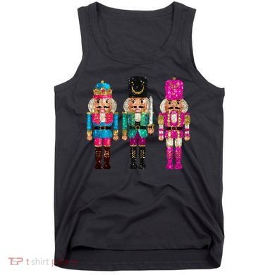 Vintage Funny Sequin Cheerful Nutcrackers Christmas Tank Top