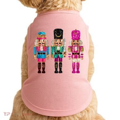 Vintage Funny Sequin Cheerful Nutcrackers Christmas Doggie Tank