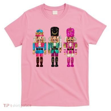 Vintage Funny Sequin Cheerful Nutcrackers Christmas T-Shirt