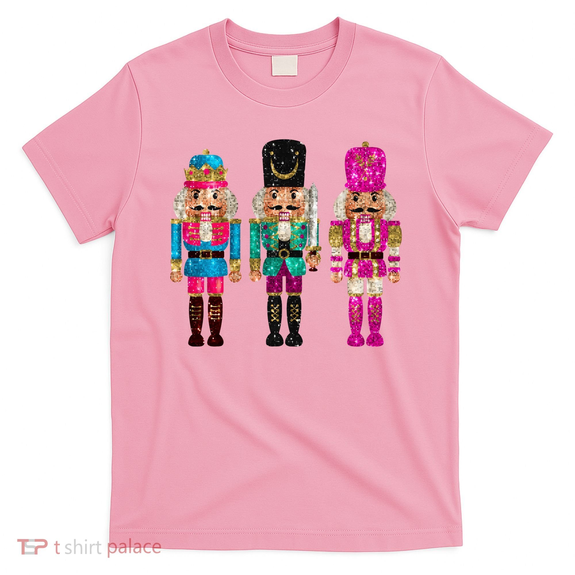 Vintage Funny Sequin Cheerful Nutcrackers Christmas T-Shirt