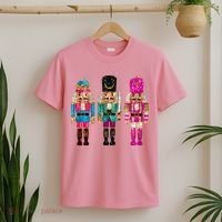Vintage Funny Sequin Cheerful Nutcrackers Christmas T-Shirt thumb 2