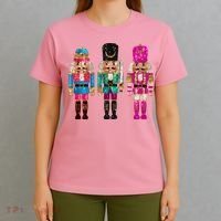 Vintage Funny Sequin Cheerful Nutcrackers Christmas T-Shirt thumb 4