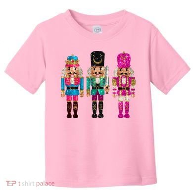 Vintage Funny Sequin Cheerful Nutcrackers Christmas Toddler T-Shirt