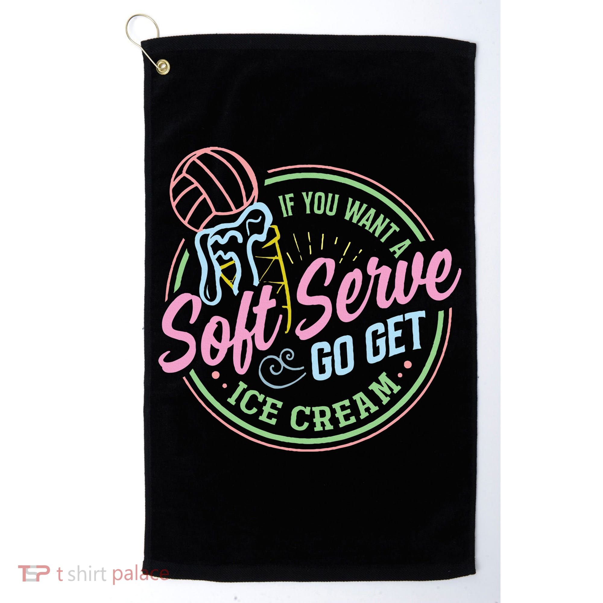 Volleyball Funny Soft Serve Saying Golf Towel