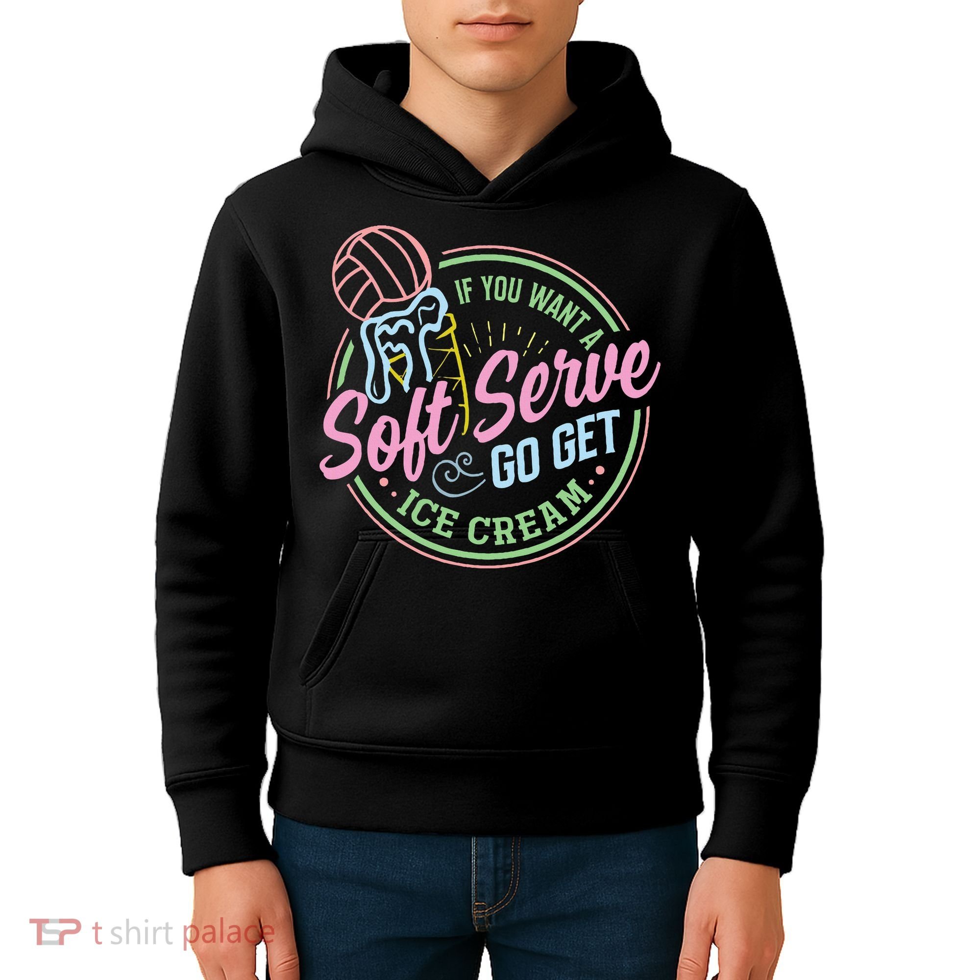 Volleyball Funny Soft Serve Saying Kids Hoodie