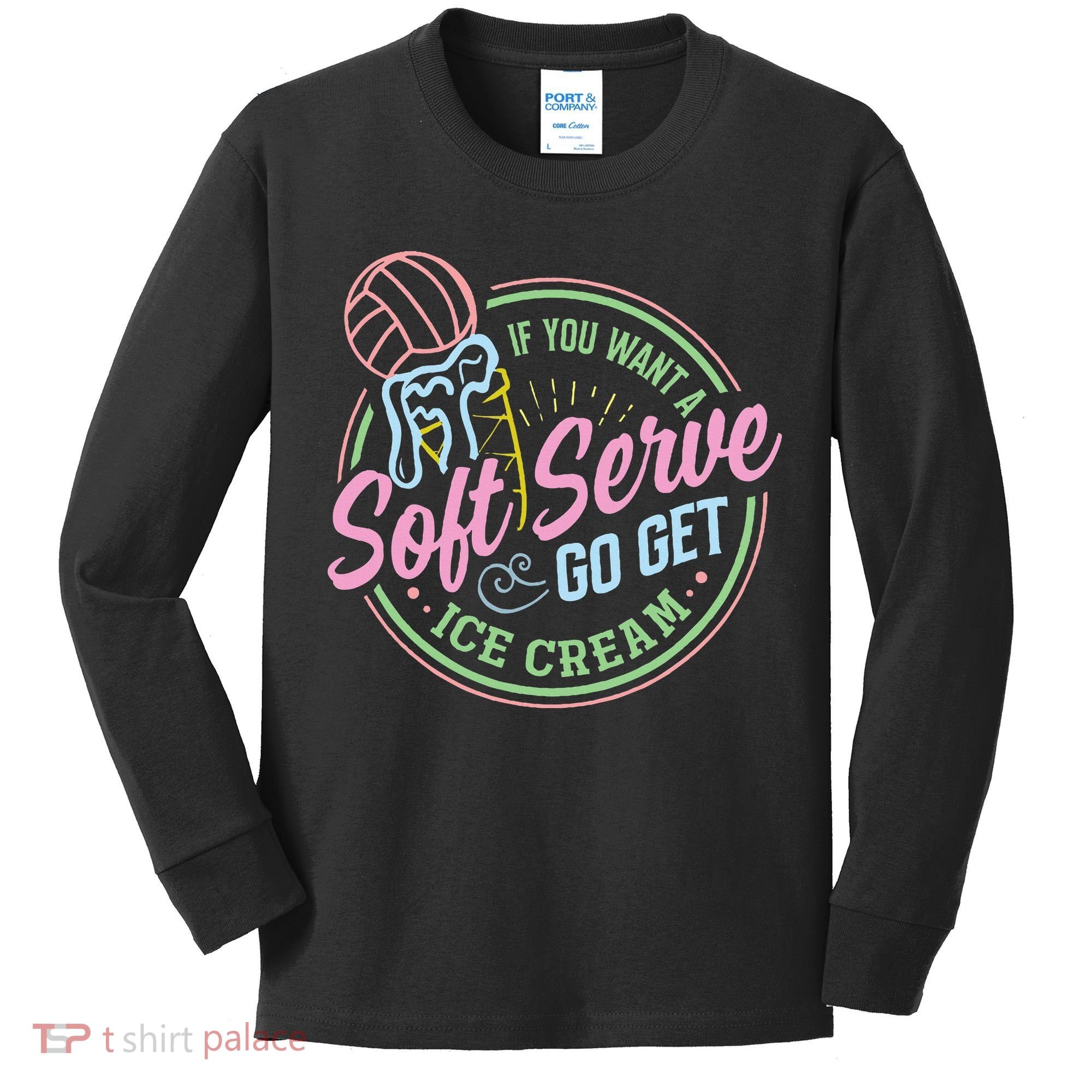 Volleyball Funny Soft Serve Saying Kids Long Sleeve Shirt