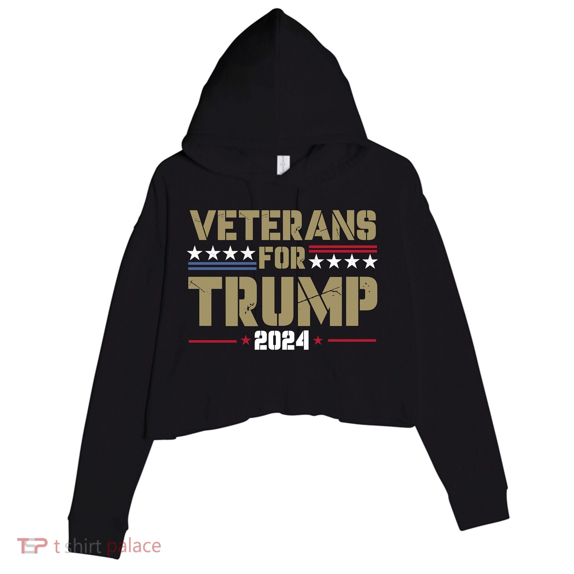 Veterans For Trump 2024 éLection 2024 Crop Fleece Hoodie