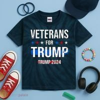 Veterans For Trump 2024 Kids Tie-Dye T-Shirt thumb 2