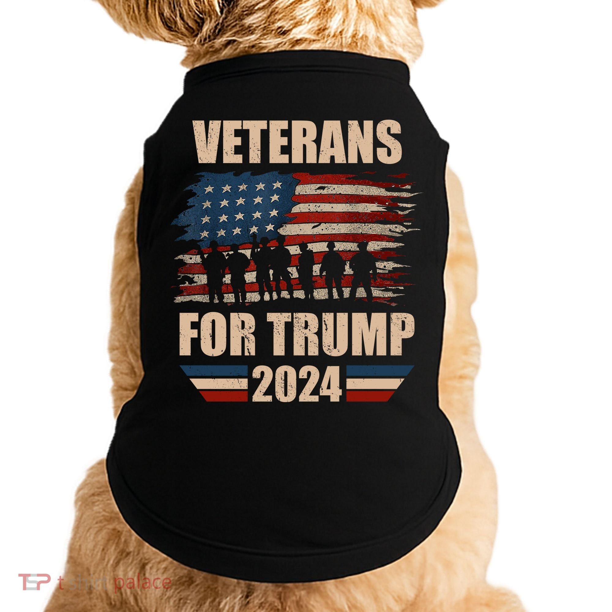 Veterans For Trump 2024 Pro American Troops Doggie Tank