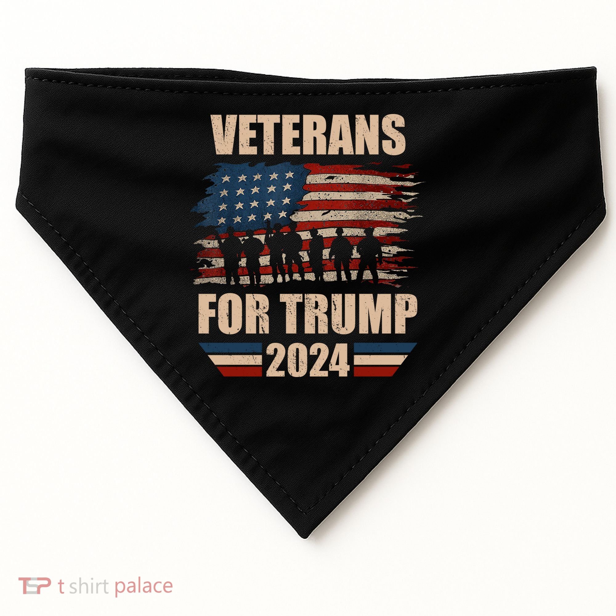 Veterans For Trump 2024 Pro American Troops USA-Made Doggie Bandana