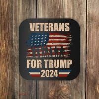 Veterans For Trump 2024 Pro American Troops Coaster thumb 0