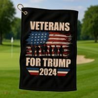 Veterans For Trump 2024 Pro American Troops Golf Towel thumb 1