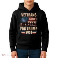Veterans For Trump 2024 Pro American Troops Kids Hoodie thumb 4