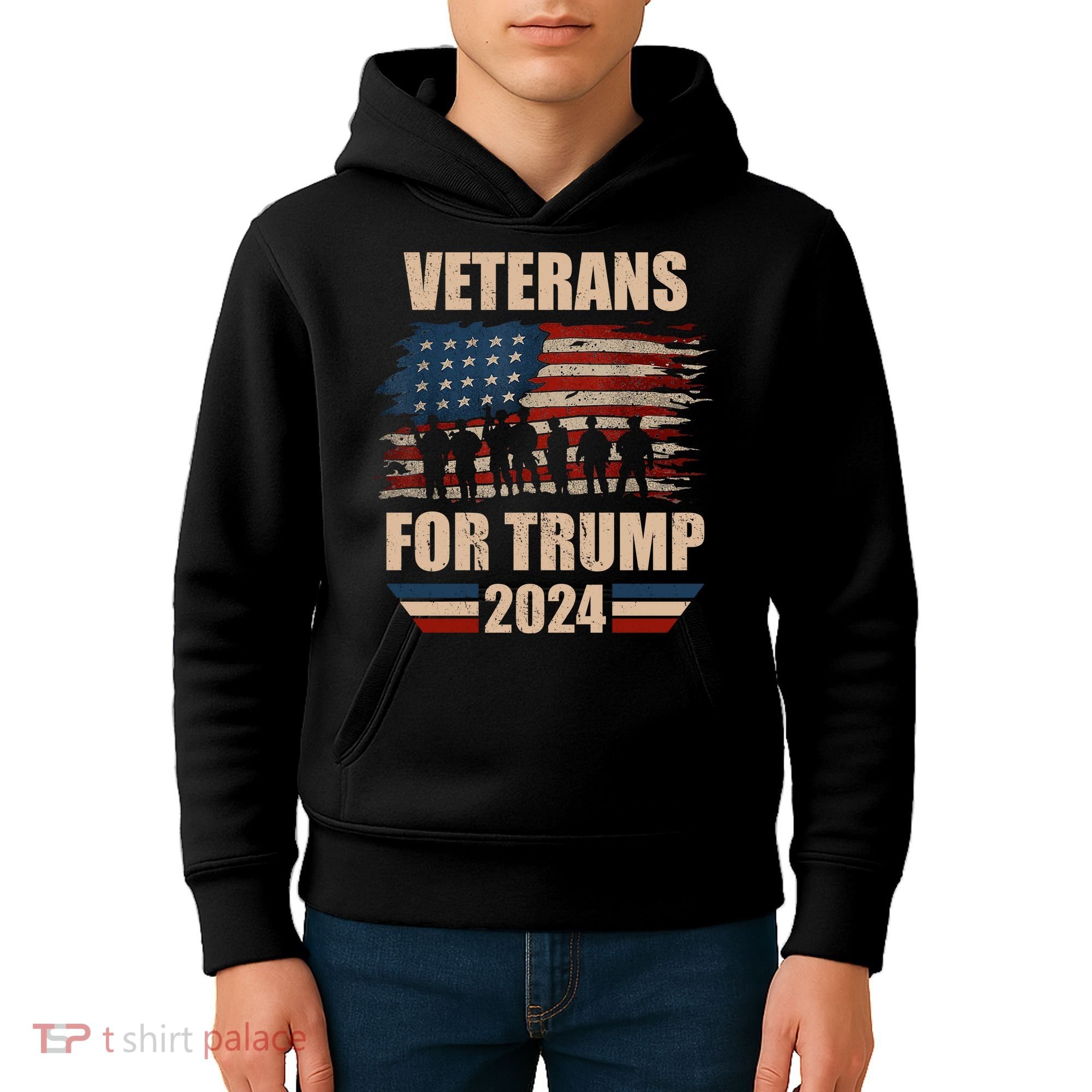 Veterans For Trump 2024 Pro American Troops Kids Hoodie