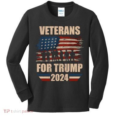 Veterans For Trump 2024 Pro American Troops Kids Long Sleeve Shirt