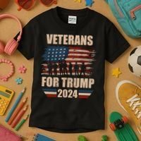 Veterans For Trump 2024 Pro American Troops Kids T-Shirt thumb 3