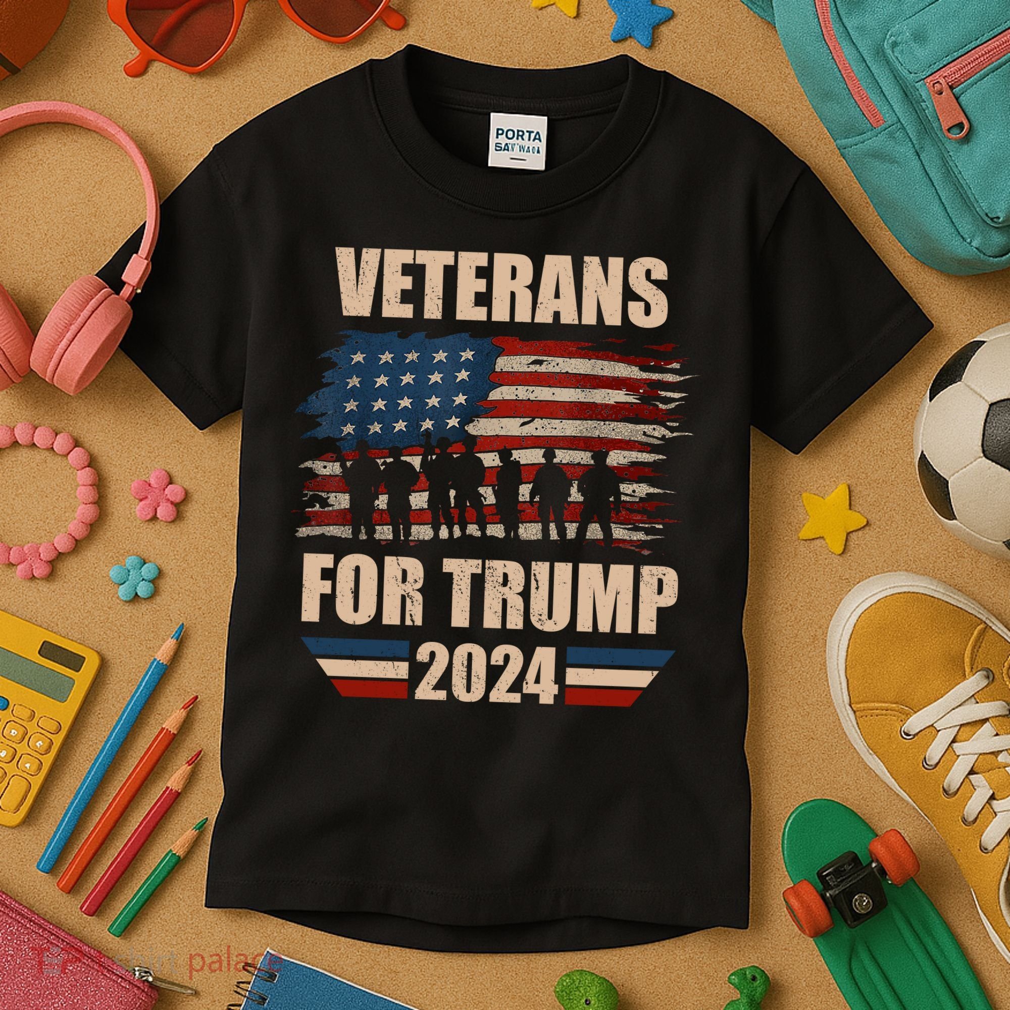Veterans For Trump 2024 Pro American Troops Kids T-Shirt