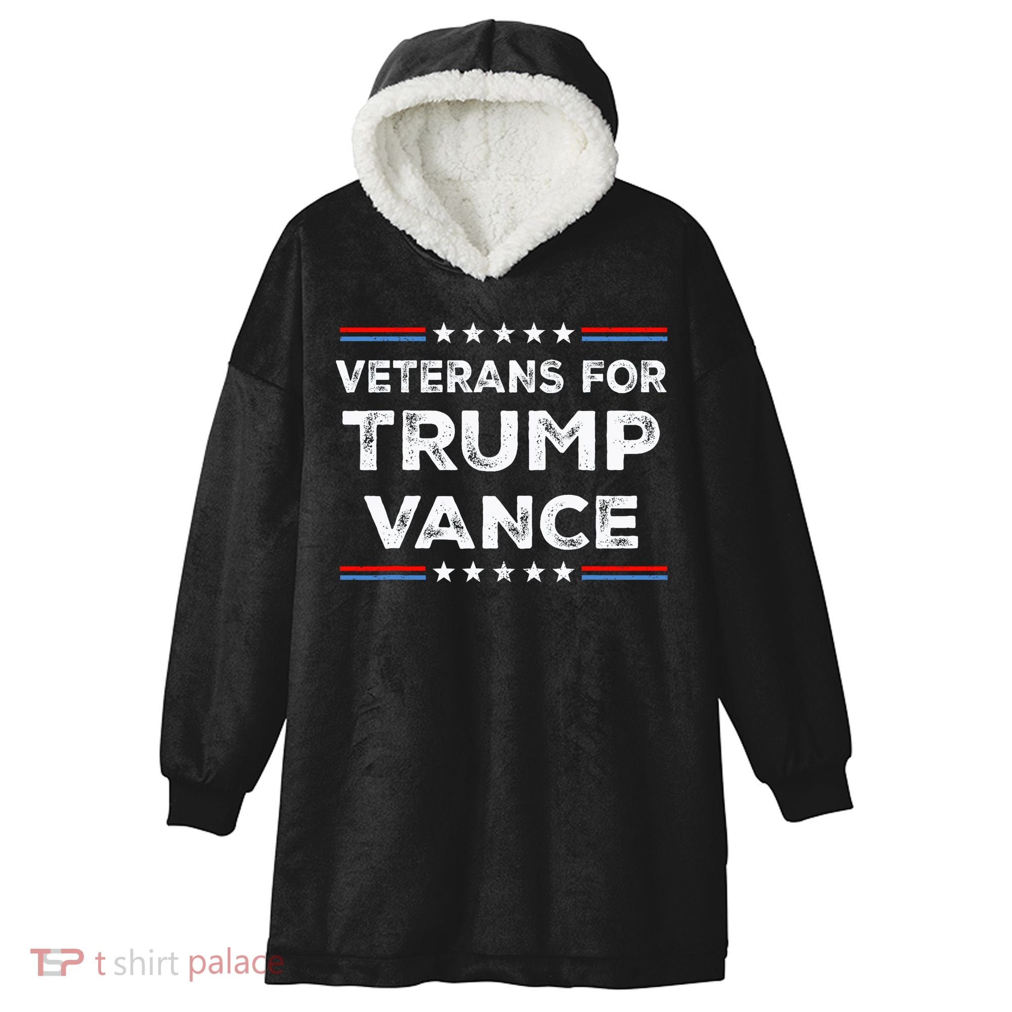 Veterans For Trump Vance President Election Campaign Hooded Wearable Blanket