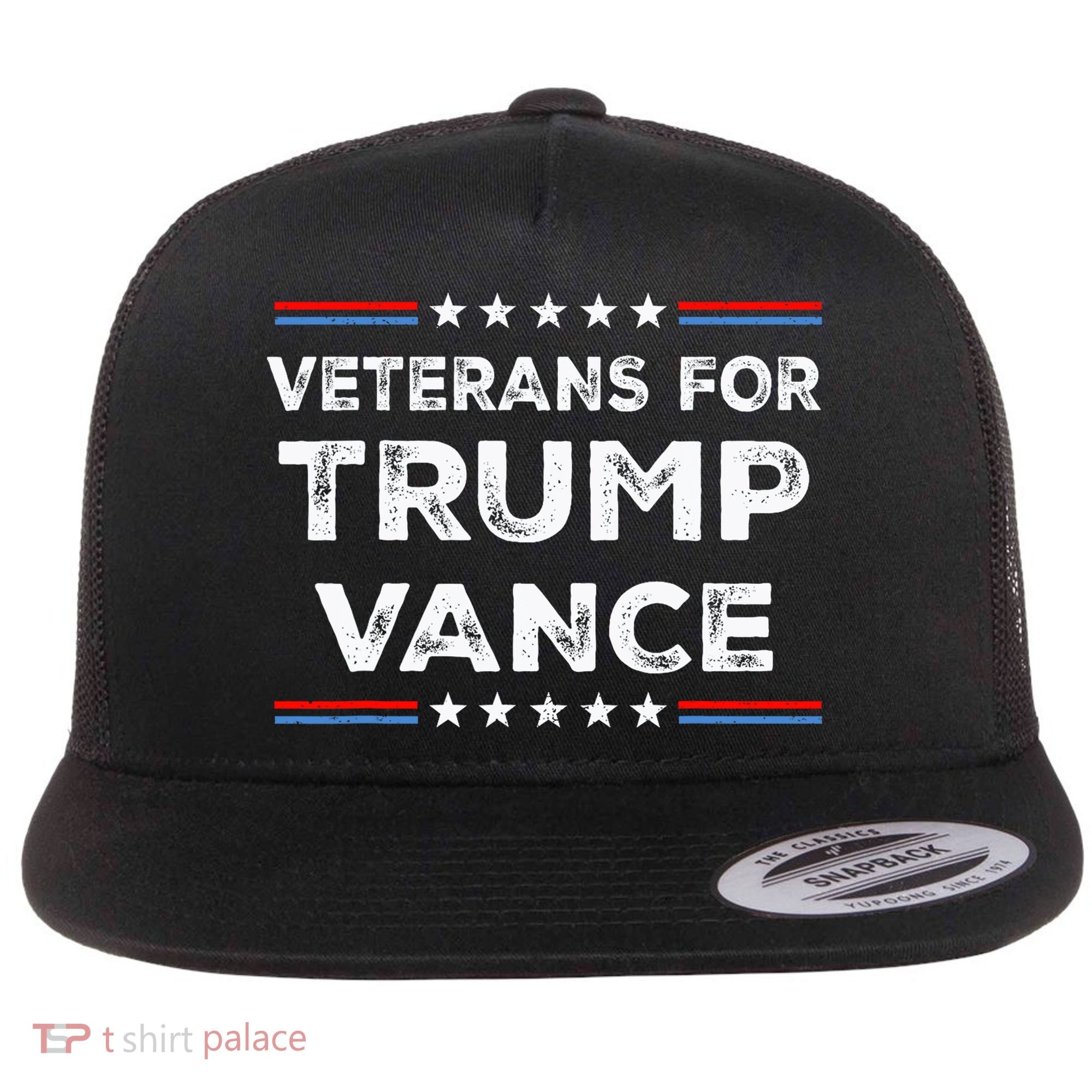 Veterans For Trump Vance President Election Campaign Flat Bill Trucker Hat