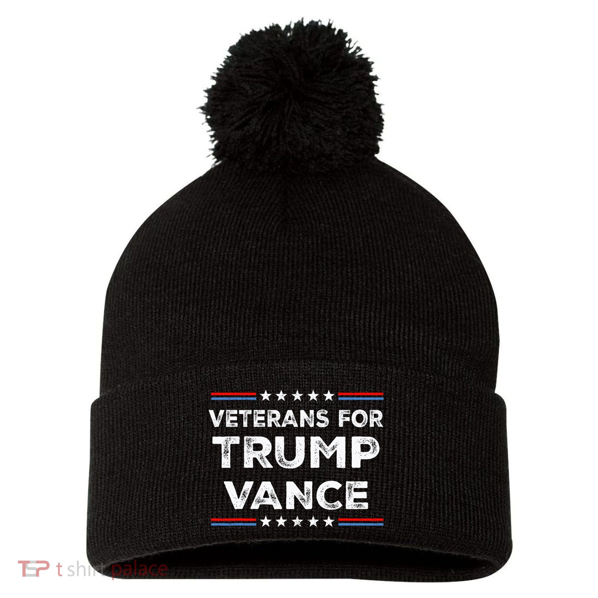 Veterans For Trump Vance President Election Campaign Pom Pom 12in Knit Beanie