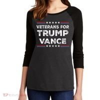 Veterans For Trump Vance President Election Campaign Women's Tri-Blend 3/4-Sleeve Raglan Shirt thumb 2