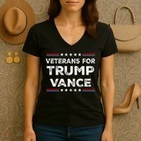 Veterans For Trump Vance President Election Campaign Women's V-Neck T-Shirt thumb 3