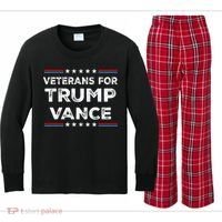 Veterans For Trump Vance President Election Campaign Kids Long Sleeve Plaid Pajama Set thumb 0