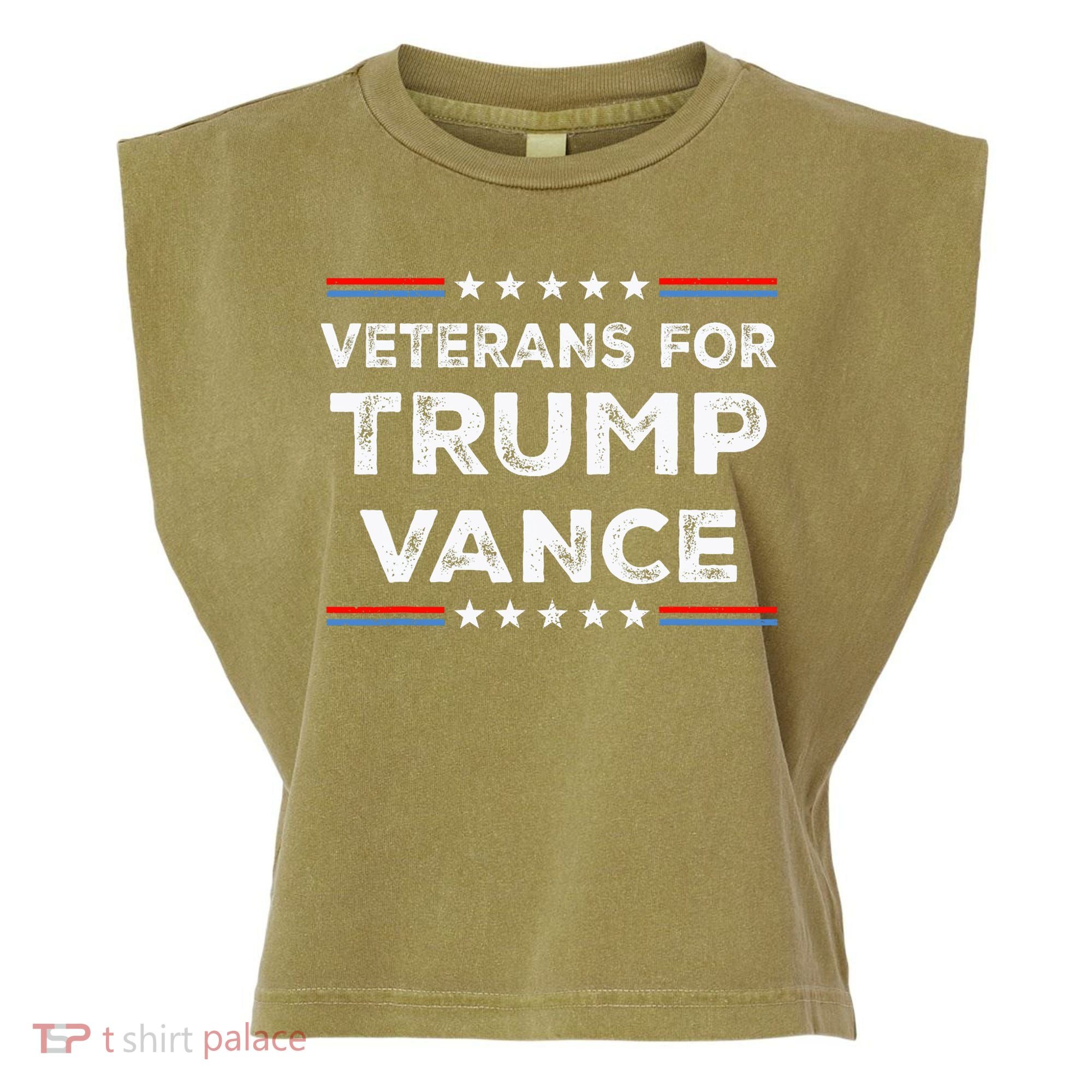 Veterans For Trump Vance President Election Campaign Garment-Dyed Women's Muscle Tee