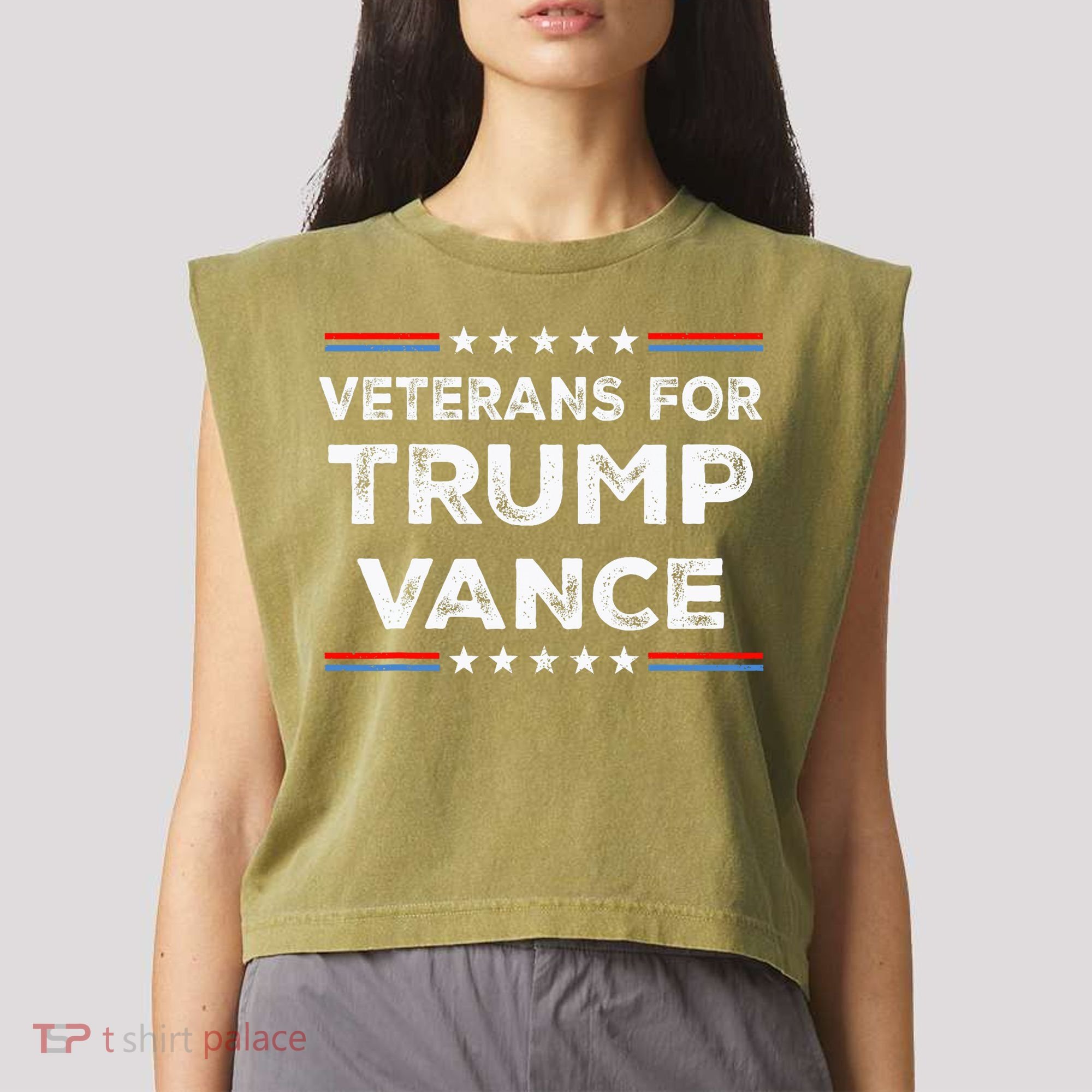 Veterans For Trump Vance President Election Campaign Garment-Dyed Women's Muscle Tee