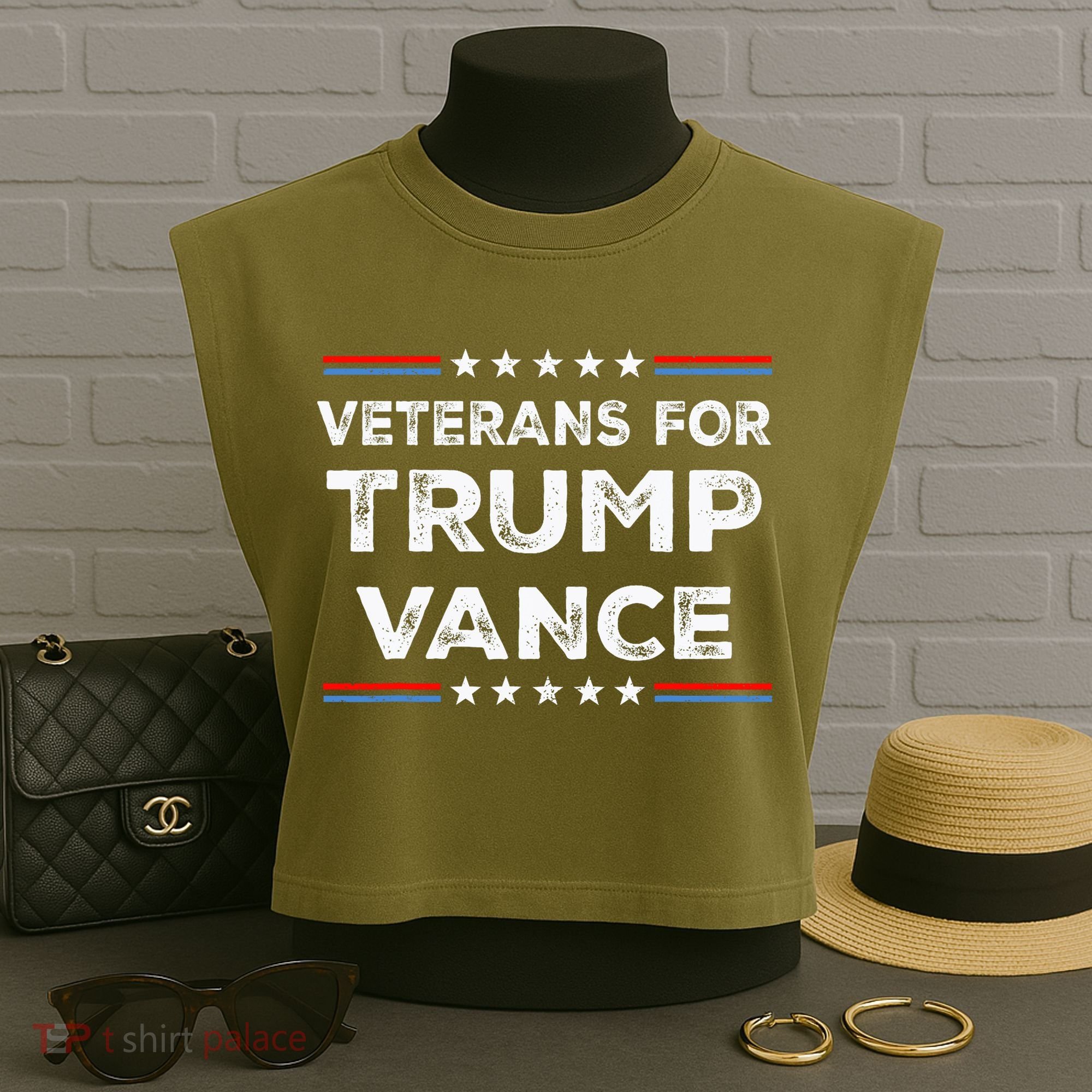 Veterans For Trump Vance President Election Campaign Garment-Dyed Women's Muscle Tee
