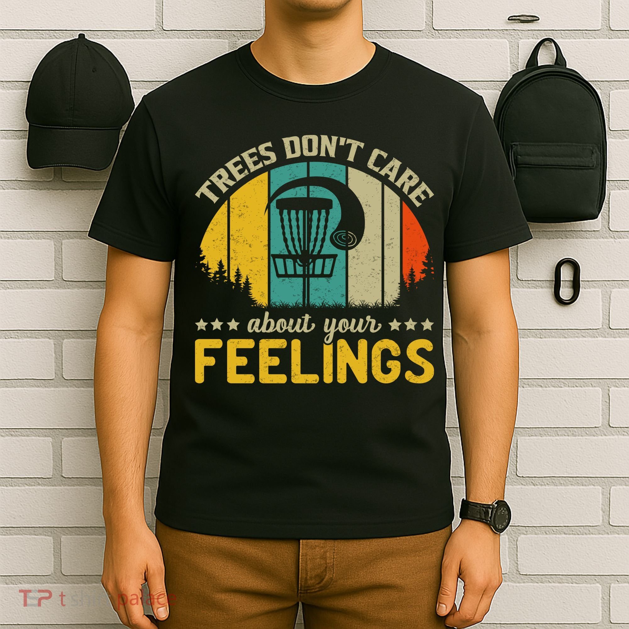 Vintage Frolf Trees Don't Care About Your Feelings Disc Golf T-Shirt