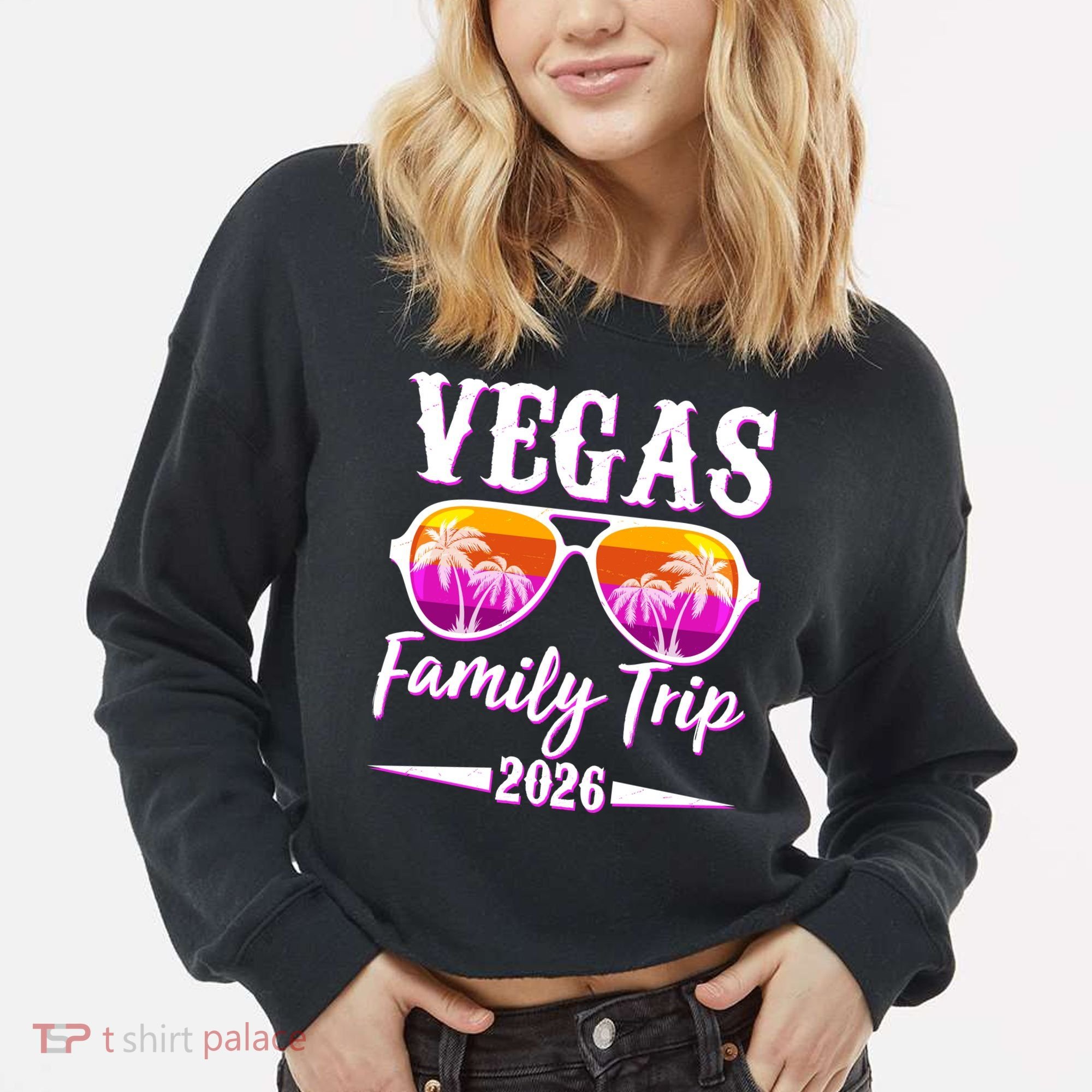 Vegas Family Trip 2026 Vacation Cropped Pullover Crew