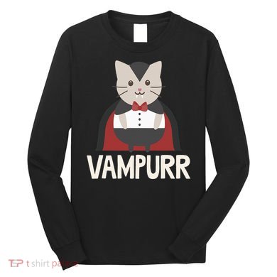Vampurr Funny Vampire Cat Halloween Gift Long Sleeve Shirt